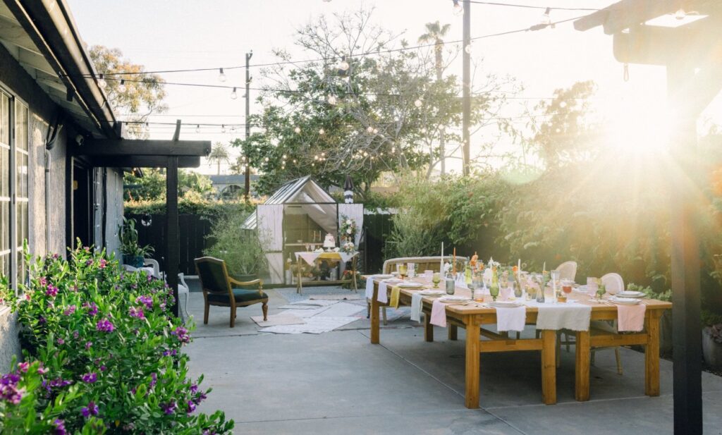wedding set up at a Beach Town Speakeasy Vibe venue