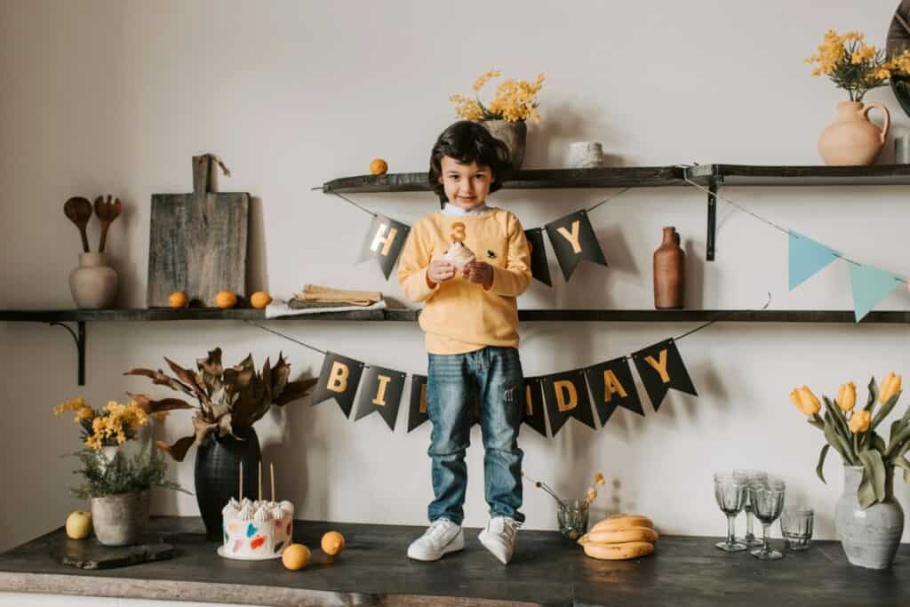 a 3-year-old boy at his birthday party