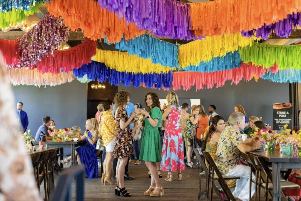 Bright decor provides a cheery backdrop for a casual summer affair