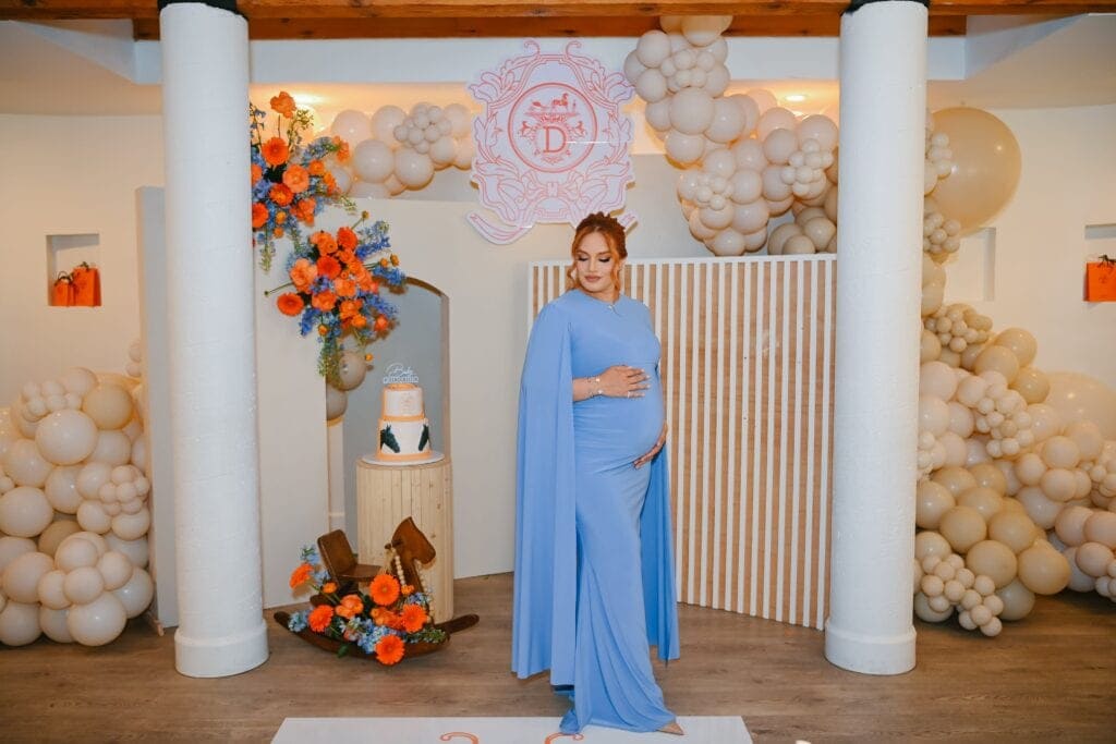 mom-to-be at her gender reveal party